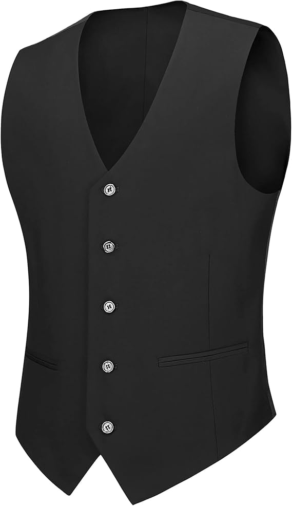 Men's Suit Slim Fit, 3 Piece Suits for Men, One Button Solid Jacket Vest Pants with Tie, Tuxedo Set