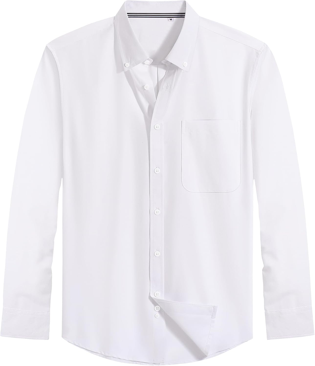 Men Oxford Shirt Solid Casual Button Down Collar Shirts Long Sleeve Dress Shirts with Pocket