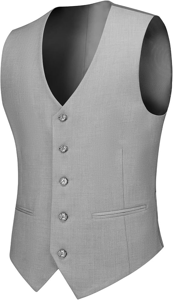 Men's Suit Slim Fit, 3 Piece Suits for Men, One Button Solid Jacket Vest Pants with Tie, Tuxedo Set
