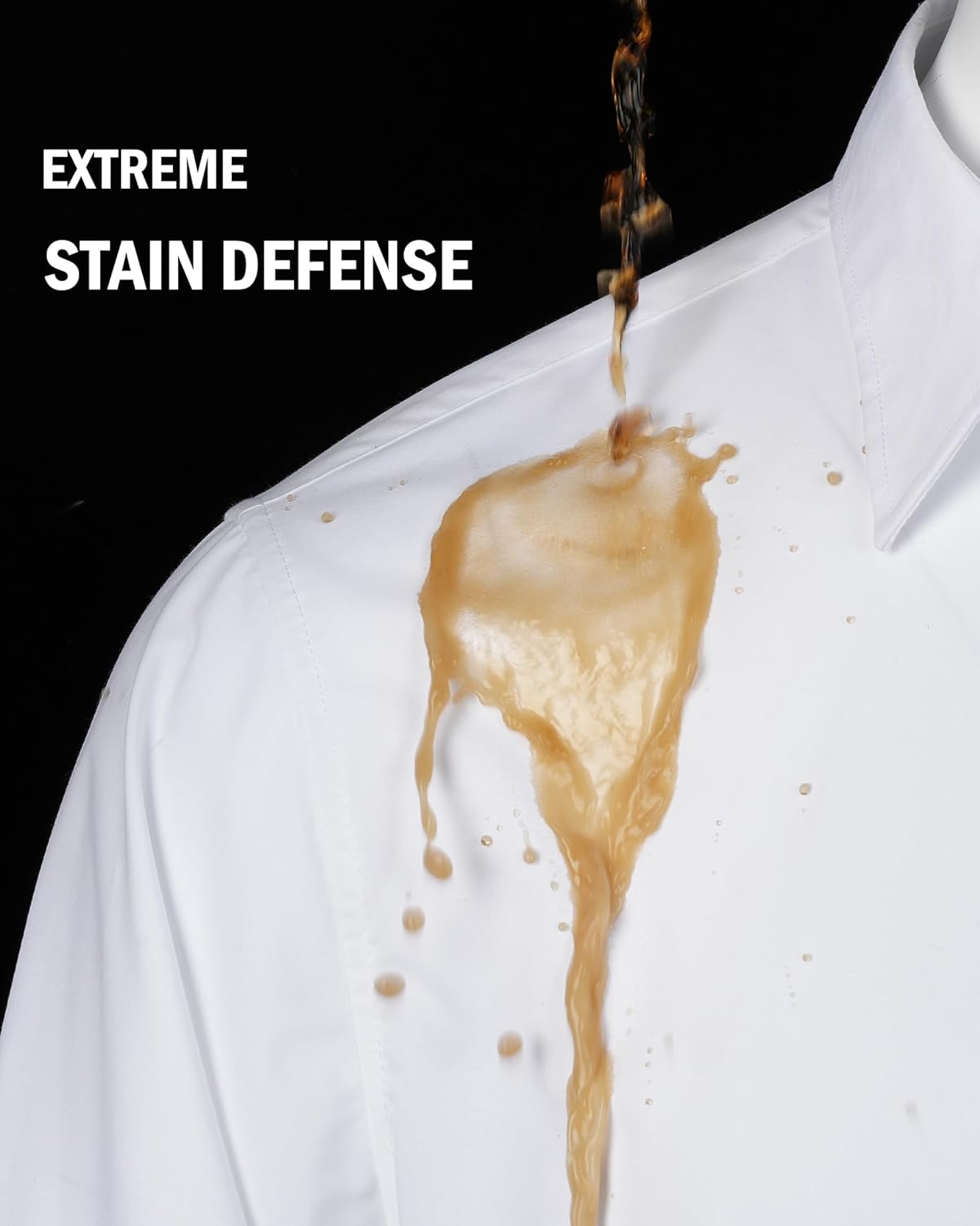 Men Dress Shirts Stretch Stain Shield Long Sleeve Solid Formal Shirt Business Casual Button Down Shirts
