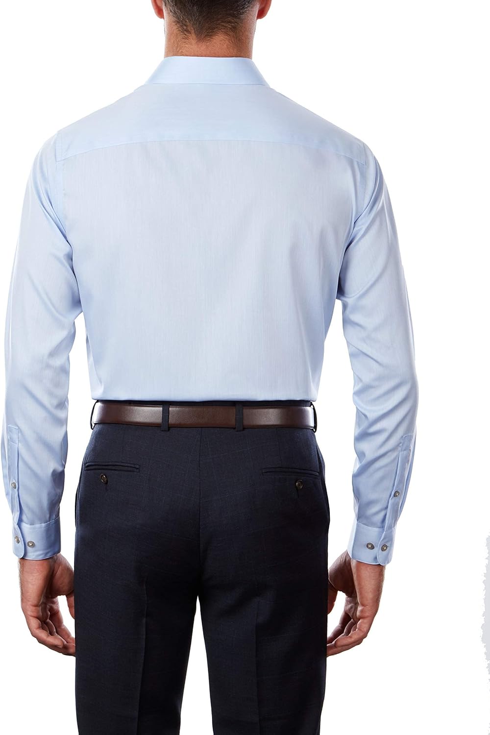 Men Regular Fit Non Iron Herringbone Spread Collar Dress Shirt