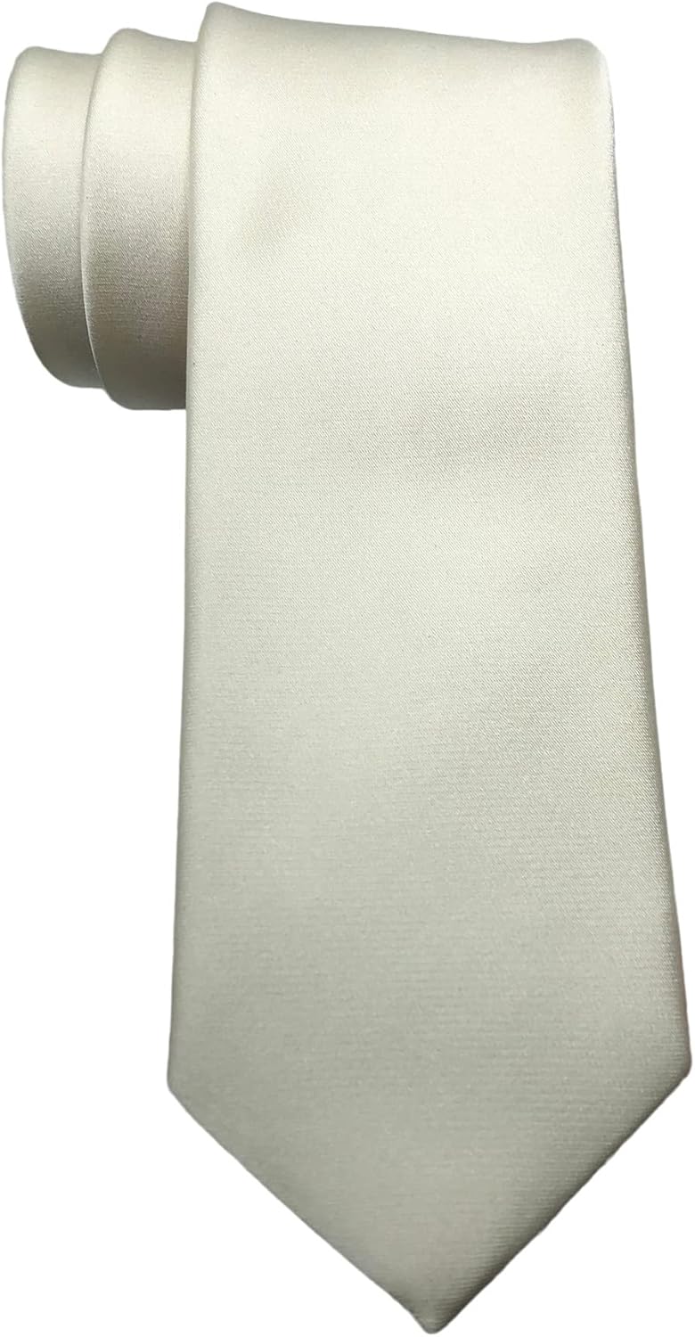 Made in New York Slim Solid White Satin Luxury Tie