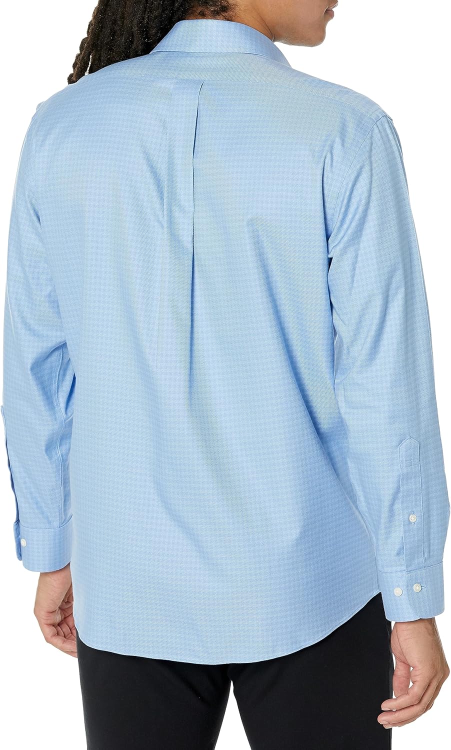 Men Non-Iron Stretch Dobby  Spread Collar Check Dress Shirt